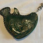 None Fish-Shaped Keychain Coin Purse Green GUC Photo 0