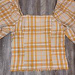 Maeve  Anthropologie Womens Yellow Plaid Puff Sleeve Square Neck Blouse Medium Photo 1