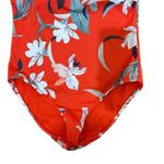 Athleta Waimea Plunge Once Piece Swimsuit Womens Small Red Floral Print Halter Photo 3