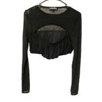 I am gia I.AM.GIA Size Large Black Anya Cutout Long Sleeved Mesh Arm Crop Top Photo 1