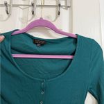 Topshop  Teal Green Ribbed Long Sleeve Bodysuit Photo 4