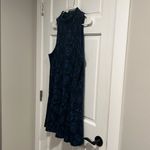 Free People Amelia Blue Damask Pattern 60s Style Drop Waist Mini Dress Size L Photo 3