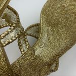 Jack Rogers Alana Gold Metallic Glitter Tassel Detail Whipstitch Trim Sandals 6 Photo 4