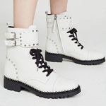 Sam Edelman - Jennifer Studded Combat Boot White Leather Goth Festival Photo 0