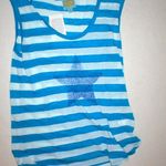 C&C California NWT $54 New  Peacock Blue Stripe Star Tank Top Rayon Soft XS C & C Photo 1