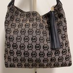 Michael Kors Beford Monogrammed Shoulder Bag Black Tan Tassel *No Long Strap* Photo 1