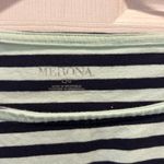 Merona  Navy Blue Mint Green Striped Boat‎ Neck Top Women's Size Large Photo 2