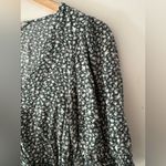 American Eagle Green Ditsy Floral Wrap Peasant Puff Festival Crop V-Neck Top Photo 5