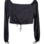 Free People  Satin Long Sleeve‎ Cropped Blouse Sz XS Photo 0