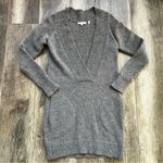 Vince Cashmere Alpaca Wool Long Sweater V-Neck Dress Charcoal Grey Extra Small Photo 5