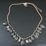 Ny Collection NY Signed Smoky Quartz Briolette Cut Teardrop Rose Gold-tone Beaded 18” Necklace Photo 1