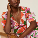 Banjanan Shirt‎ Womens Small Orange Pink Green Aurora Cutout Blouse Top Cotton Photo 0