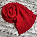 Unbranded Knit Woven Embossed Scarf without Fringe Deep Red Stretch Knit Winter Photo 1