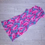 Tracy Negoshian Tropical  sleeveless Hawaiian pink & blue conch shell dress LG Photo 1