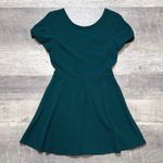 Speechless Juniors Jade Green Fit & Flare Skater Dress Sz S Puff Sleeve Low Back Photo 0
