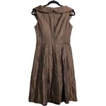Kay Unger New York Bronze Sleeveless Midi A Line Dress Textured Fabric Size 6 Photo 4