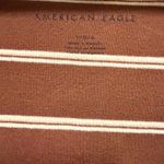 American Eagle  Brown White Pink Stripe Button Front Tie Tank Top Size Large Photo 4