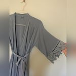 Bridal Bridesmaid Robe Lace Trim Tie Waist 12 Blue Size M Photo 1