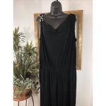 Chico’s Travelers 2P Black Sleeveless Wide Leg Jumpsuit Drape Neck Rhinestone Photo 1