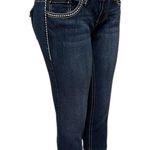 Ymi Y2K  Embroidered Low Rise Button Flap Pocket Capri Blue Jeans Size 5 Photo 3