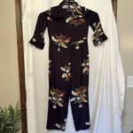 Madewell  Womens XS Satin Pajama Jumpsuit‎ In Blooming Oasis Purple Floral Collar Photo 4