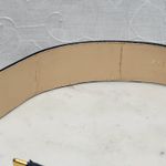 Yves Saint Laurent 4930 Wide Leather Belt Blue Rectangle Brass Buckle Art Deco Photo 11