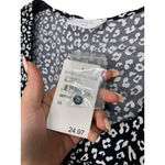 Elodie Black White Cheetah Blouse Size XS NEW Photo 3