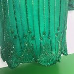 Vintage Silk Beaded Kelly Green Top Nite Waves Samir Suri Size Small Photo 3