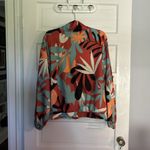 G by Giuliana Red and Orange Floral Bomber Jacket Lightweight Artistic Design Size 2X Photo 3