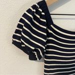 ZARA  Navy & White Striped Stretch Knit Puff Sleeve Fit & Flare Mini Dress Size M Photo 1