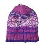 New Purple Pink & White Hearts Knit Pom Pom Beanie Winter Hat Photo 4