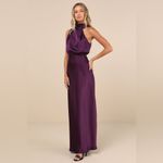 Lulus LULU’S Distinctive Charm Purple Satin Asymmetrical Maxi Dress Photo 2