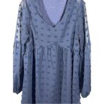 Boutique  Navy Clip Dot Mini Dress Size Small Babydoll Empire Waist Long Sleeve Photo 4