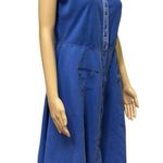 August Silk Vintage and Cotton Blue Button Front Sleeveless Midi Dress Womens 12 Photo 4