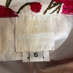 Anna Sui for Anthro Mini Skirt Cream with Red Floral Lace Hem Cotton Silk Size 6 Photo 3