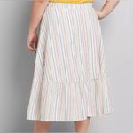 Lane Bryant  Size 14 -16 Striped Multicolor Button‎ Front  Midi Skirt NWT Photo 1