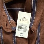 Loft 💖 NWT  Brown & Blue Striped Everyday Button Down Shirt Photo 5