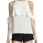 Ramy Brook  White 100% Silk Penelope Cold-Shoulder Tie Sleeve Top Women's Small Photo 0