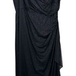 R & M Richards VTG Women Black Glitter Embellished Ruched Draped Evening Gown 16W Photo 0