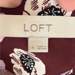 Loft  Maroon Floral Long Sleeve Dress with Deep V Back – Size 4 Photo 5