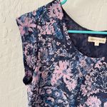Rebecca Taylor  Kiku Silk Floral Print Split Hem Blouse Pink Blue Purple Size 4 Photo 2