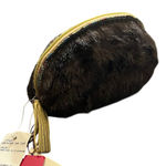 NWT Stephanie Johnson Saks Fifth Avenue Faux‎ Fur Makeup Cosmetic Pouch Case Brown Photo 0