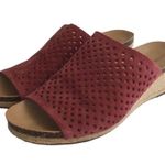 Lucky Brand Sandals Womens 6 Leather Jemya Wedge Jute Perforated Slip On Pink Photo 10
