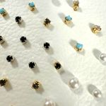 Free People Teeny Tiny Mega Stud Earring Set NWT
Gold Pearl Dainty Onyx Bohemian Photo 5