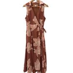 Hutch V Neck Sleeveless Full Wrap Dress Taupe Florals Size Medium Petite Photo 3