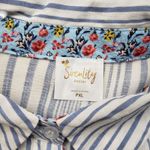 Siren Lily  Floral Striped Top Womens PXL  Button Front 3/4 Sleeve Photo 2