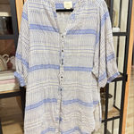Maeve Anthropologie  Yarn Dyed Lena Tunic Top 3/4 long balloon Sleeves Oversized Photo 0