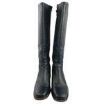 Portland Leather Patina Black Leather Block Heels Zip Up Knee High Boots Sz 8.5 Photo 1