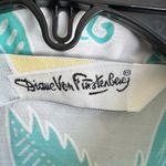 Diane Von Furstenberg  White Teal Bird Print Button Down Blouse Womens S Sheer Photo 6