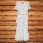 Mac Duggal 9212 Womens Embellished High Neck Cap Sleeve A Line Dress Photo 11